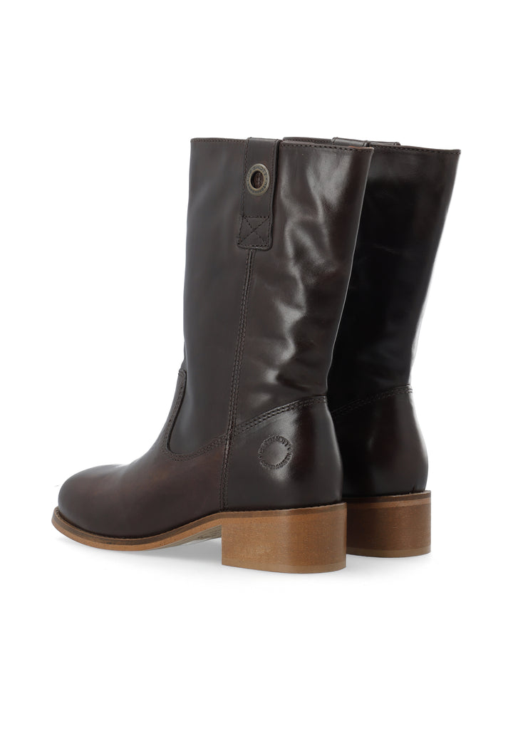 CASHOTT CASVILMA MID CUT BOOT - Stone Leather *Pull On Dark Brown