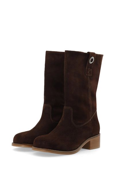 CASHOTT CASVILMA MID CUT BOOT SUEDE Pull On Dark Brown