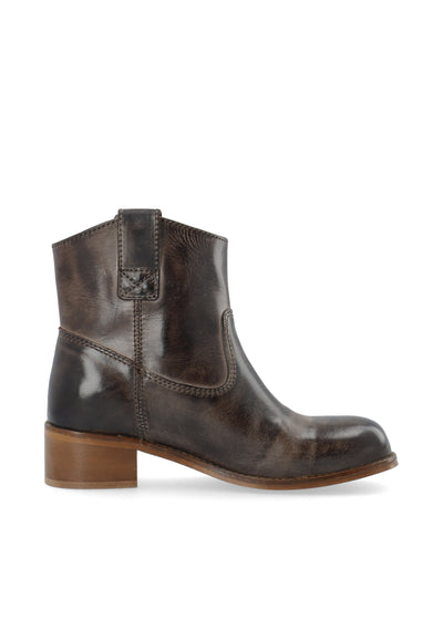 CASHOTT CASVILMA Pull On Low Cut Boot Waxy Leather Pull On Coffee