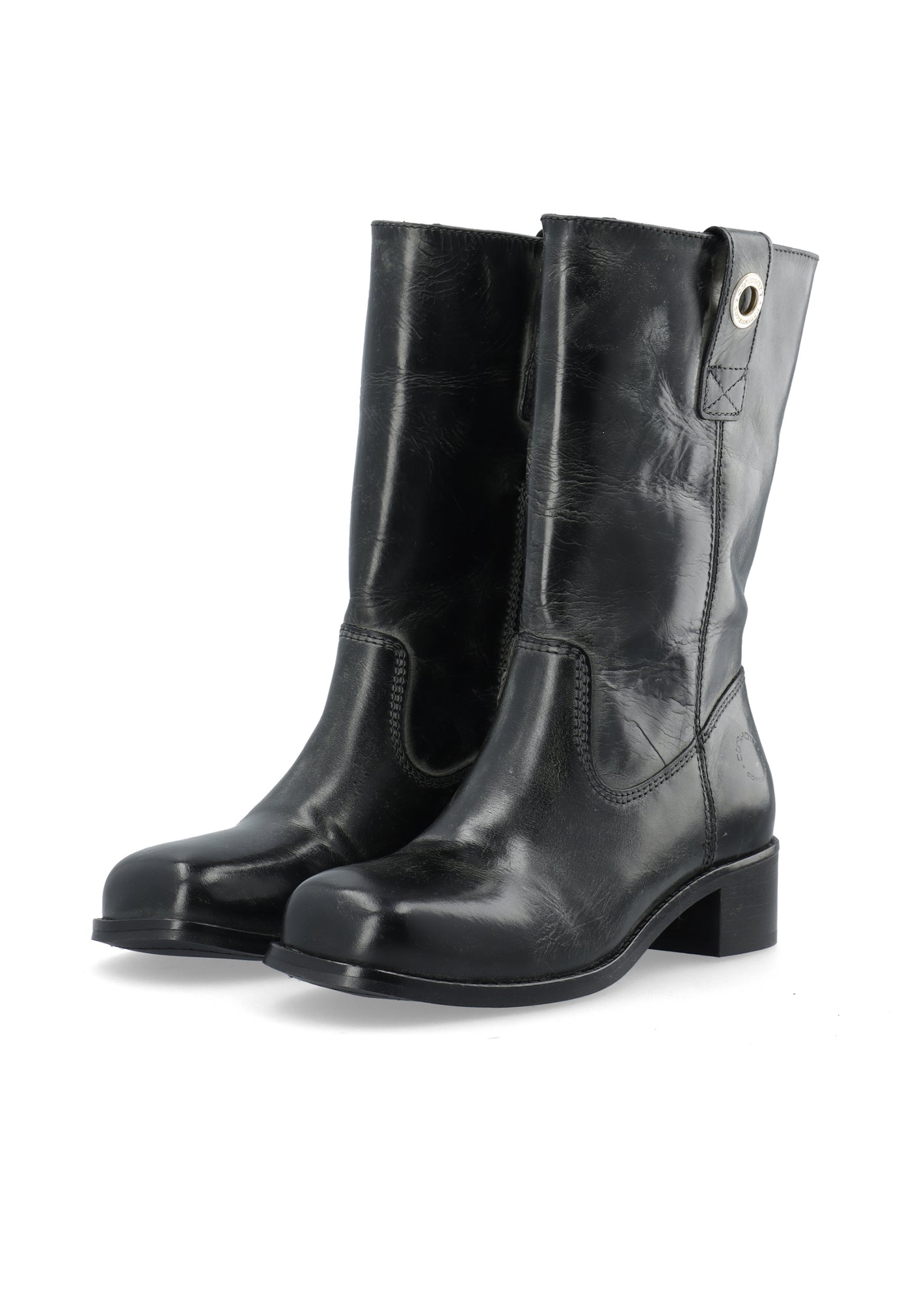 CASHOTT CASVILMA Pull On Mid Cut Boot Waxy Leather Pull On Black
