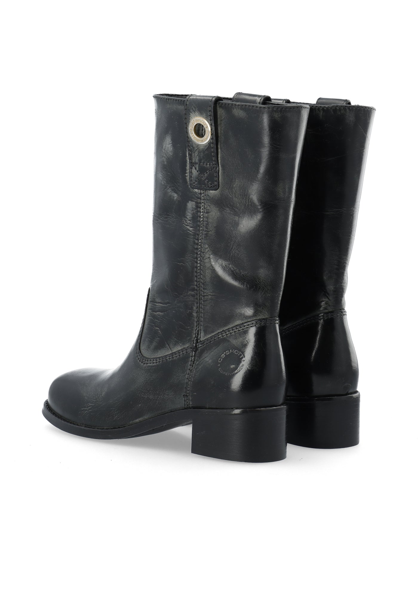 CASHOTT CASVILMA Pull On Mid Cut Boot Waxy Leather Pull On Black