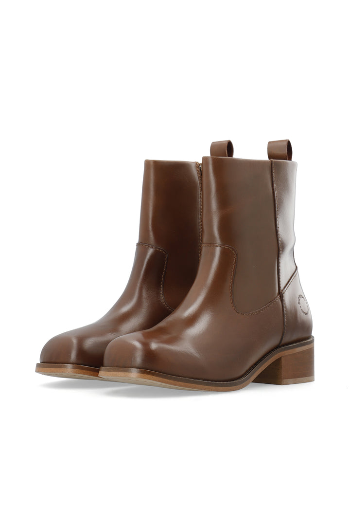 CASHOTT CASVILMA ZIP BOOT - Stone Leather *Zip Boot Cognac