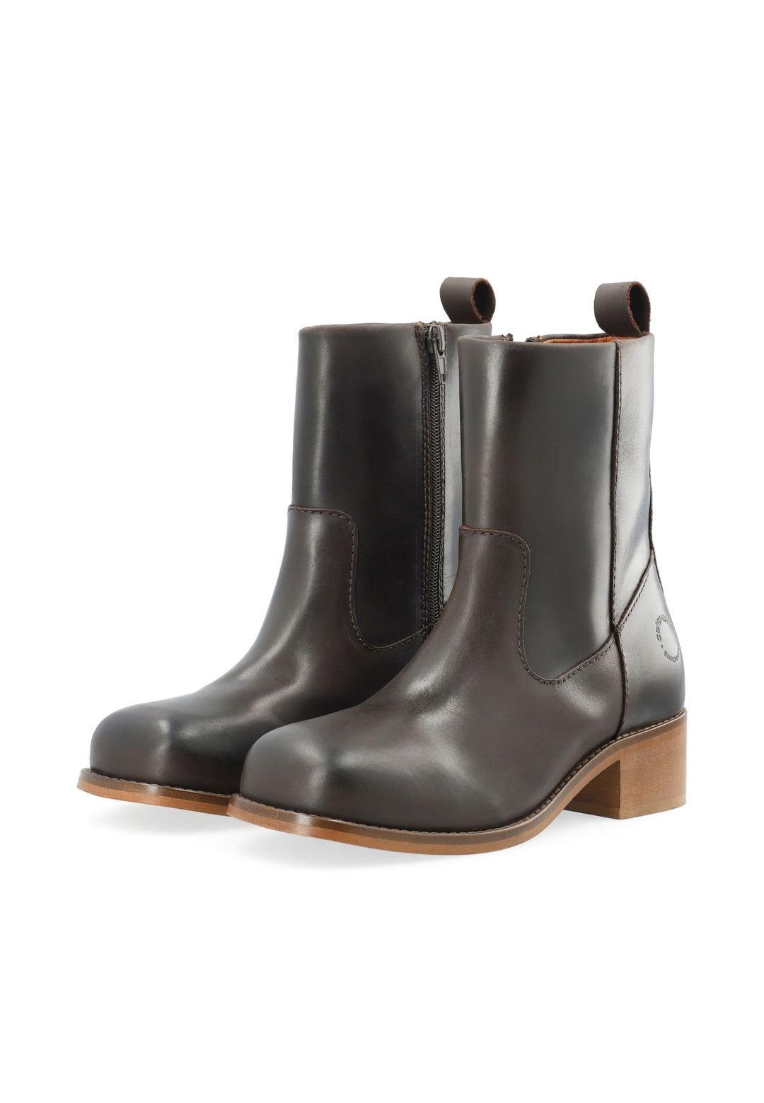 CASHOTT CASVILMA ZIP BOOT - Stone Leather *Zip Boot Dark Brown