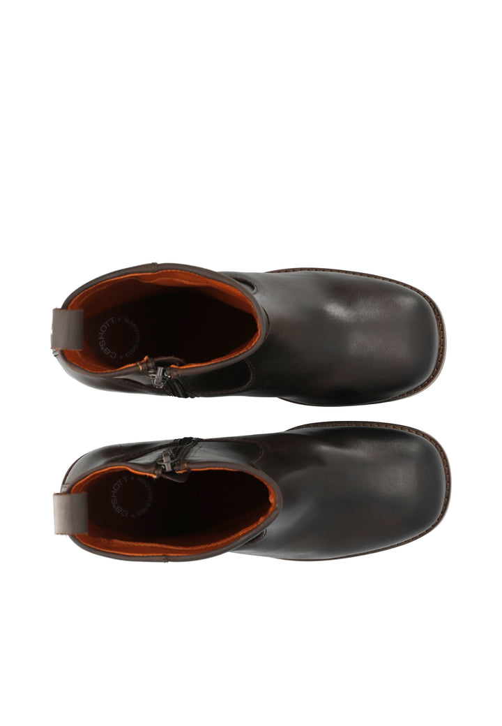CASHOTT CASVILMA ZIP BOOT - Stone Leather *Zip Boot Dark Brown