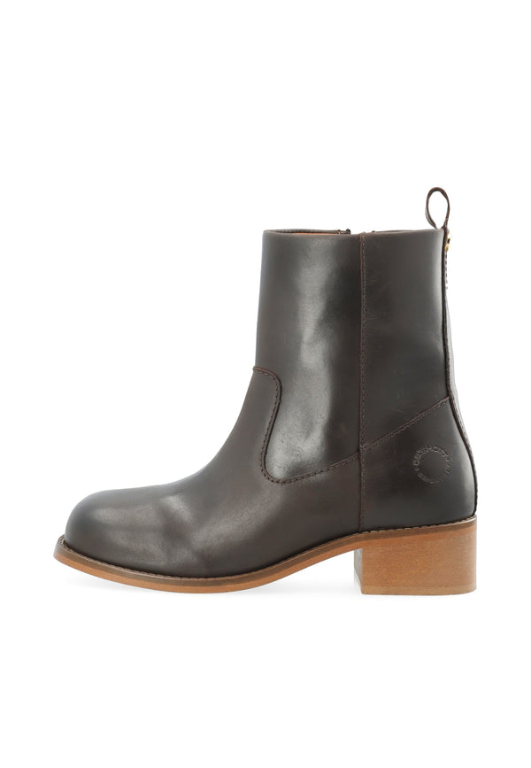 CASHOTT CASVILMA ZIP BOOT - Stone Leather *Zip Boot Dark Brown